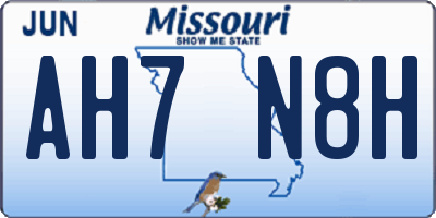 MO license plate AH7N8H