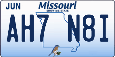 MO license plate AH7N8I