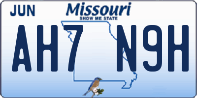 MO license plate AH7N9H