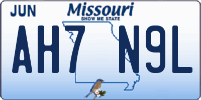 MO license plate AH7N9L