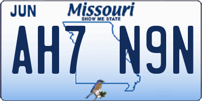 MO license plate AH7N9N