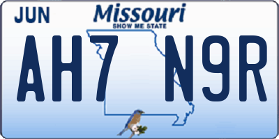 MO license plate AH7N9R
