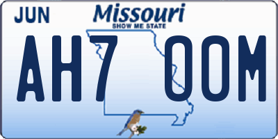 MO license plate AH7O0M