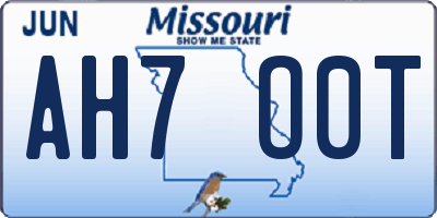 MO license plate AH7O0T