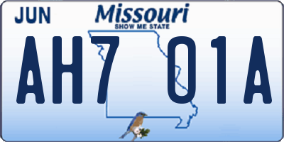 MO license plate AH7O1A
