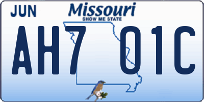 MO license plate AH7O1C