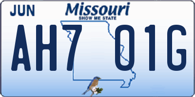 MO license plate AH7O1G