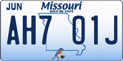 MO license plate AH7O1J