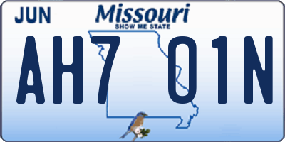 MO license plate AH7O1N