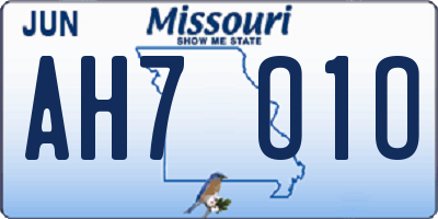MO license plate AH7O1O