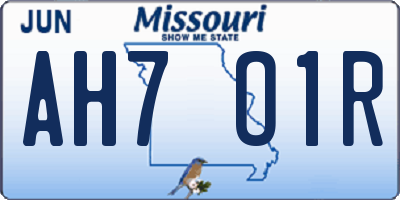 MO license plate AH7O1R