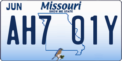 MO license plate AH7O1Y