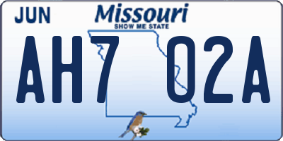 MO license plate AH7O2A