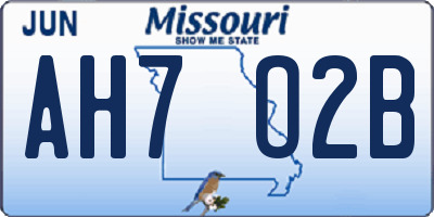 MO license plate AH7O2B