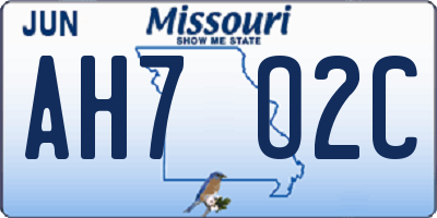 MO license plate AH7O2C