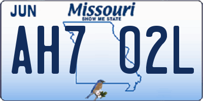 MO license plate AH7O2L