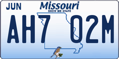 MO license plate AH7O2M