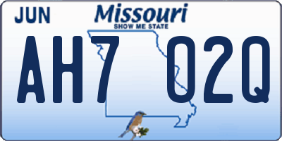 MO license plate AH7O2Q