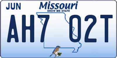 MO license plate AH7O2T