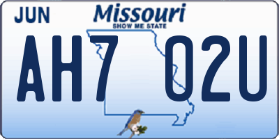 MO license plate AH7O2U