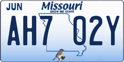 MO license plate AH7O2Y