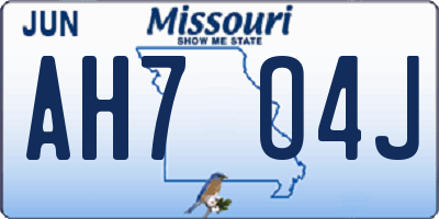 MO license plate AH7O4J