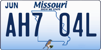 MO license plate AH7O4L