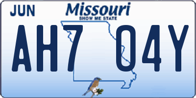MO license plate AH7O4Y