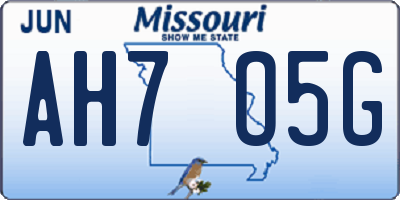 MO license plate AH7O5G