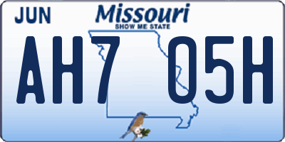 MO license plate AH7O5H