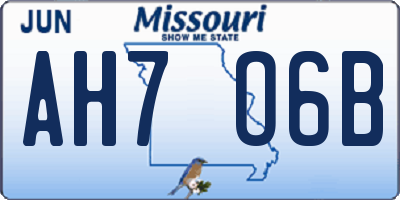 MO license plate AH7O6B