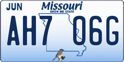 MO license plate AH7O6G