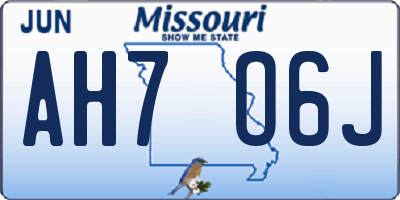 MO license plate AH7O6J