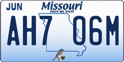 MO license plate AH7O6M
