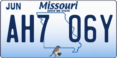 MO license plate AH7O6Y