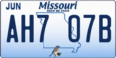 MO license plate AH7O7B