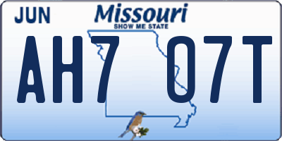 MO license plate AH7O7T
