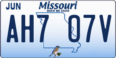 MO license plate AH7O7V