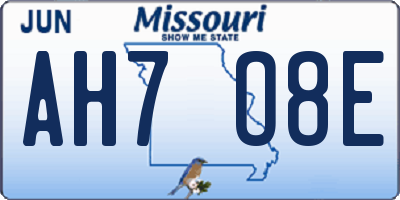 MO license plate AH7O8E