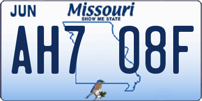 MO license plate AH7O8F