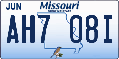 MO license plate AH7O8I