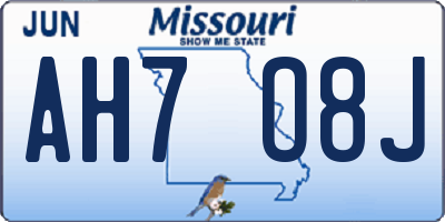 MO license plate AH7O8J