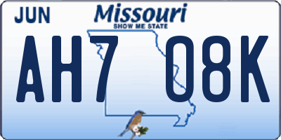 MO license plate AH7O8K