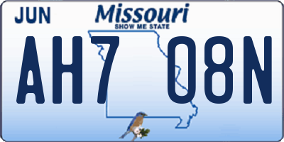 MO license plate AH7O8N