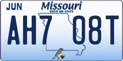 MO license plate AH7O8T