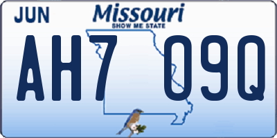 MO license plate AH7O9Q