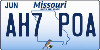 MO license plate AH7P0A