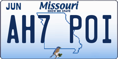 MO license plate AH7P0I