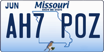 MO license plate AH7P0Z