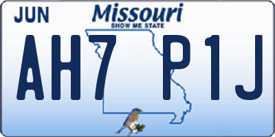 MO license plate AH7P1J